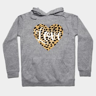 Cheetah Leopard Fur Print Heart with Love Text Hoodie